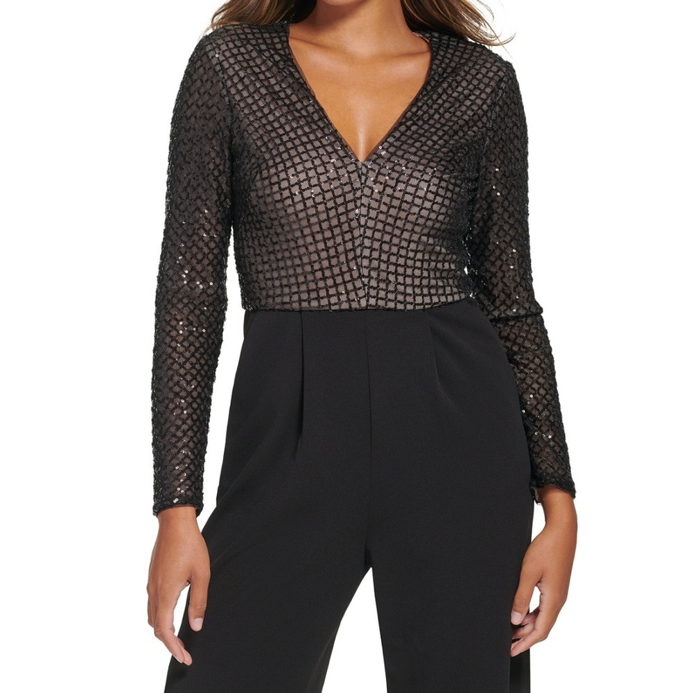 Calvin Klein Sequined-Top Wide-Leg Jumpsuit-Size 14 - Picture 3 of 3